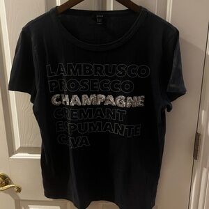 J. Crew Dark Blue sparkly champagne Tee.  Size large.